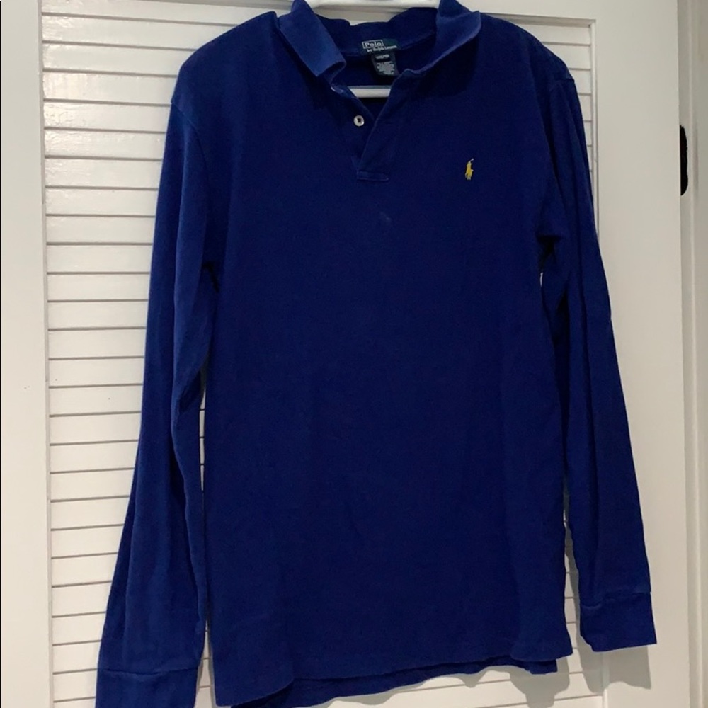 Royal blue long sleeve polo shirt